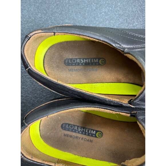 Florsheim Men's Midtown Black Leather Square Toe Slip-On Loafers 10 - Picture 5 of 7